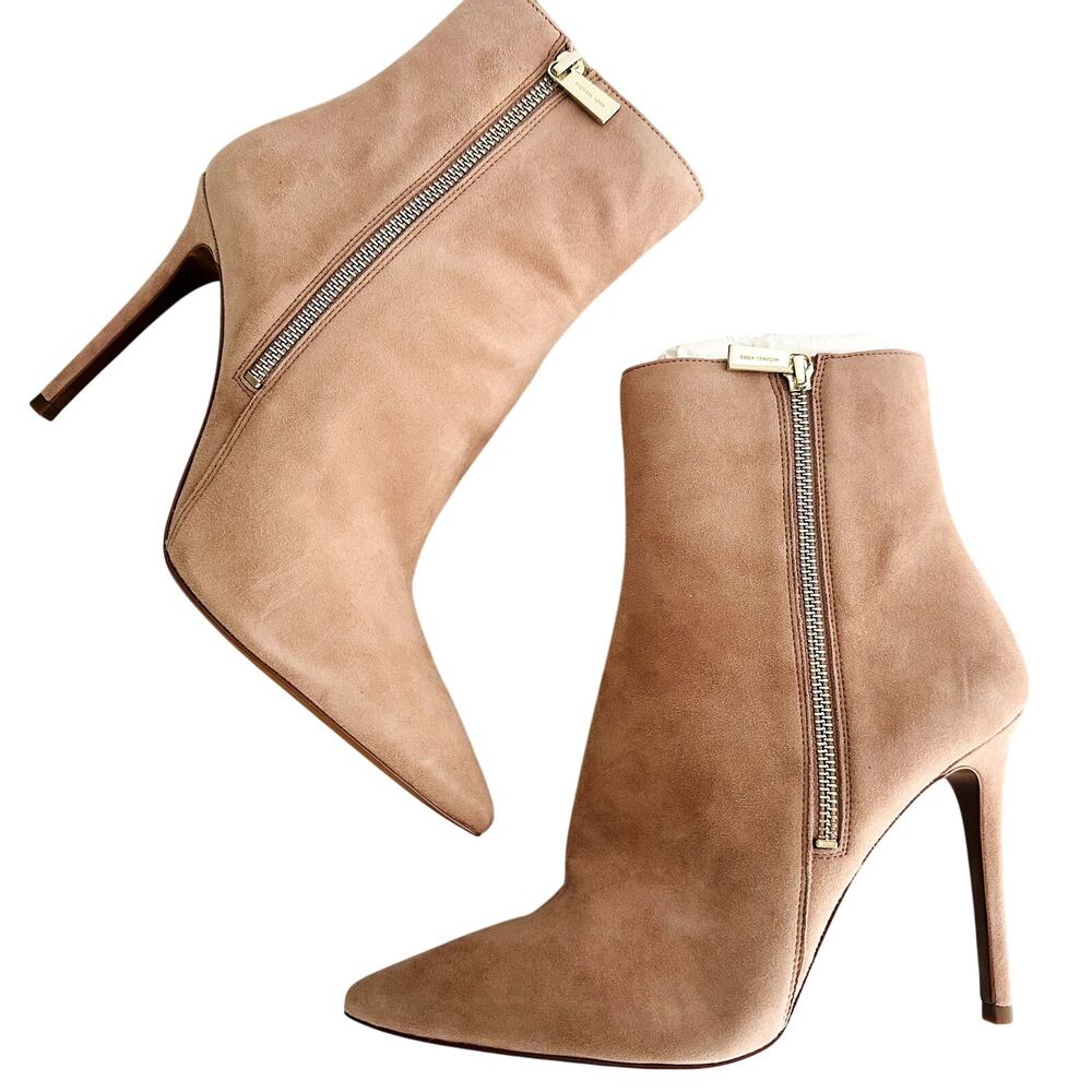 Michael Kors Stiletto Ankle Boot NEW Size 10 Suede Leather Tan Point Toe